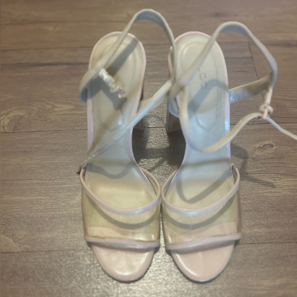 Pink Transparent Block Heel Sandal